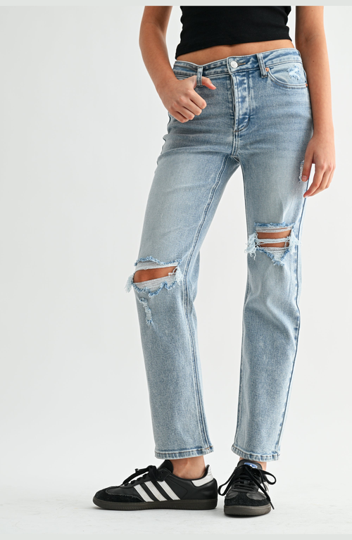 Jemina Denim Jemina Denim Distressed Straight Leg Jeans