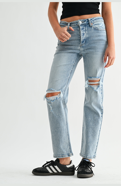 Jemina Denim Jemina Denim Distressed Straight Leg Jeans