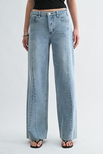 Jemina Denim Jemina Denim Low Rise Seamed Wide Leg Jean