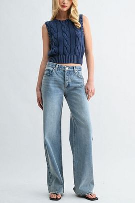 Jemina Denim Jemina Denim Low Rise Wide Leg Jean in Light Blue, Women's at Urban Outfitters