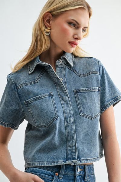 Jemina Denim Jemina Denim The Muse Mini-Shirt Light Wash