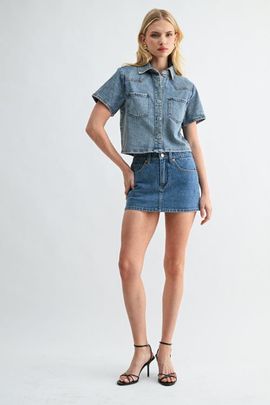 Jemina Denim Jemina Denim The Muse Mini-Shirt Medium Wash 