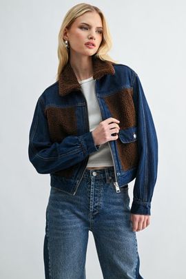 Jemina Denim Jemina Denim Two-Tone Cropped Denim Jacket