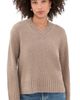 Jenni Kayne Jenni Kayne Cropped Cashmere Jet V Neck Almond - 1