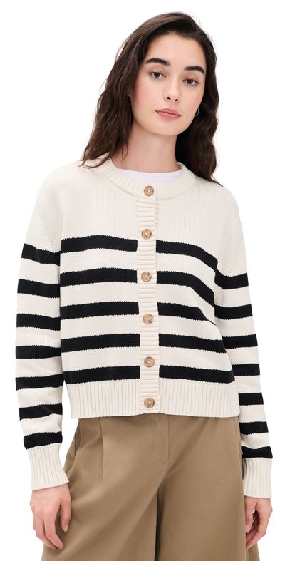 Jenni Kayne Jenni Kayne Mirren Striped Cardigan Ivory/Black Stripe