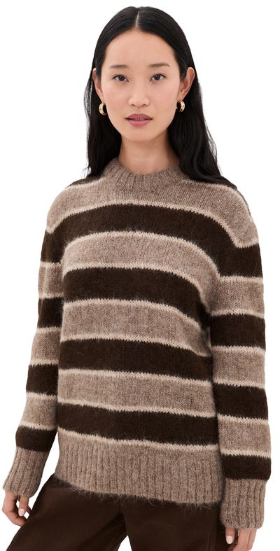 Jenni Kayne Jenni Kayne Teddy Crewneck Sweater Chocolate Stripe