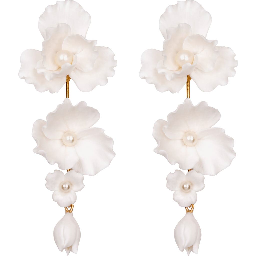 Jennifer Behr Jennifer Behr Mariam Floral & Faux Pearl Drop Earrings