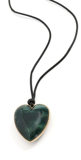 Jennifer Fisher Jennifer Fisher Heart Leather Cord Necklace Green Moss One
