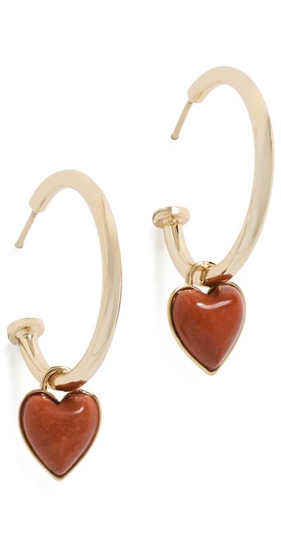 Jennifer Fisher Jennifer Fisher Puffy Heart Charm Huggie Hoop Earrings Red Jasper One