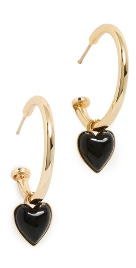 Jennifer Fisher Jennifer Fisher Puffy Heart Charm Huggie Hoop Earrings Smoky Quartz One