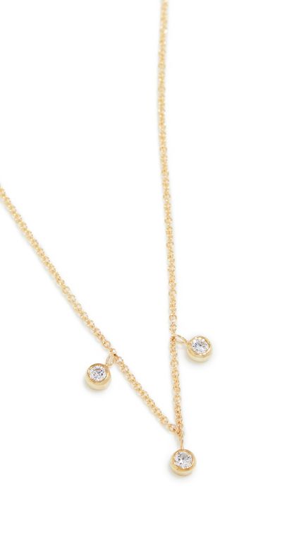 Jennifer Meyer Jewelry Jennifer Meyer Jewelry 18k Gold 3 Mini Diamond Bezel Dangle Necklace Gold One