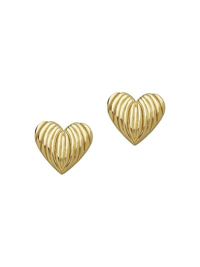 Jennifer Zeuner Women's Luba 18K-Yellow-Gold Vermeil Fluted Heart Stud Earrings