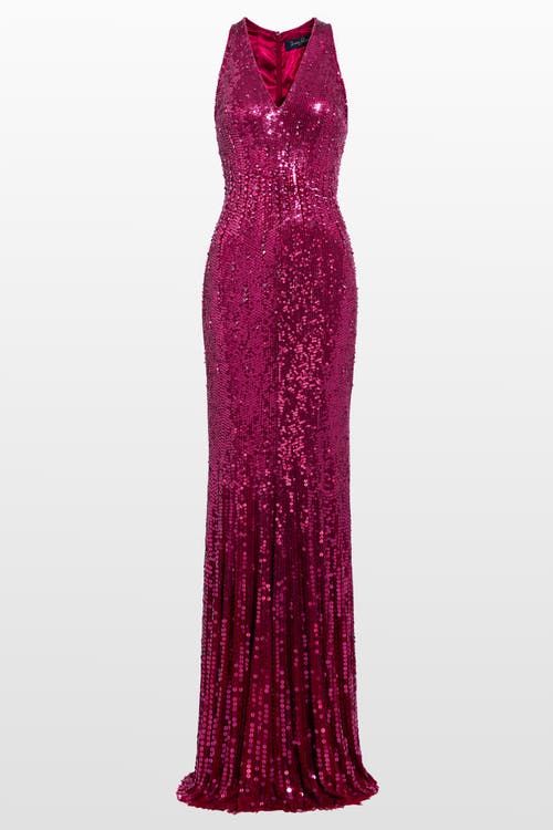 Jenny Packham - Black Flower Sequined V-Neck Maxi Dress Jenny Packham - Black Flower Sequined V-Neck Maxi Dress