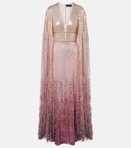Jenny Packham Jenny Packham Easy Breezy sequined caped gown