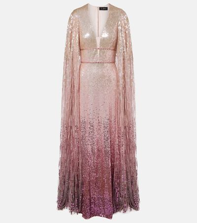 Jenny Packham Jenny Packham Easy Breezy sequined caped gown