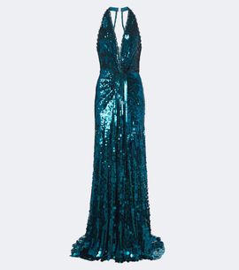 Jenny Packham Jenny Packham Lisette sequined halterneck gown