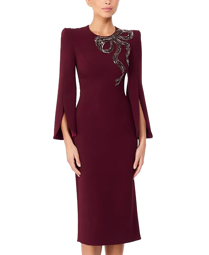 Jenny Packham Jenny Packham Love Bow Split-sleeve Midi Dress