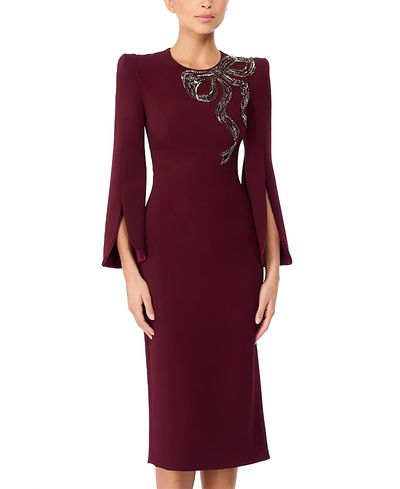 Jenny Packham Jenny Packham Love Bow Split-sleeve Midi Dress