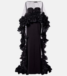 Jenny Packham Jenny Packham Ruffled caped gown