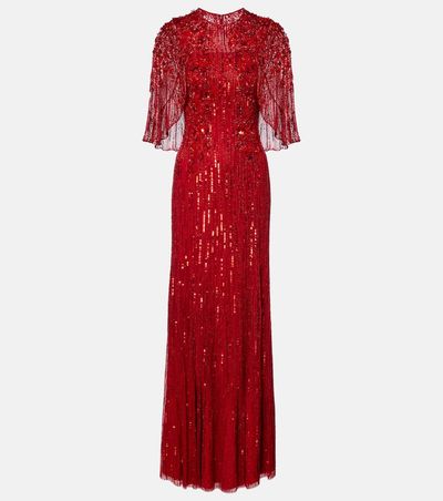 Jenny Packham Jenny Packham Violetta embellished caped gown