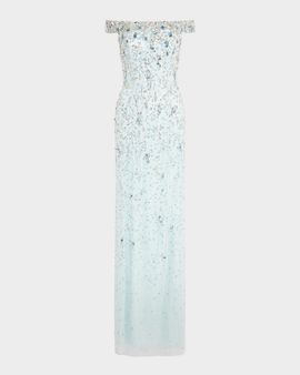 Jenny Packham Jessie Embellished Off-The-Shoulder Gown