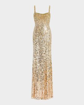 Jenny Packham Mirabeau Crystal Sequined Trumpet Gown