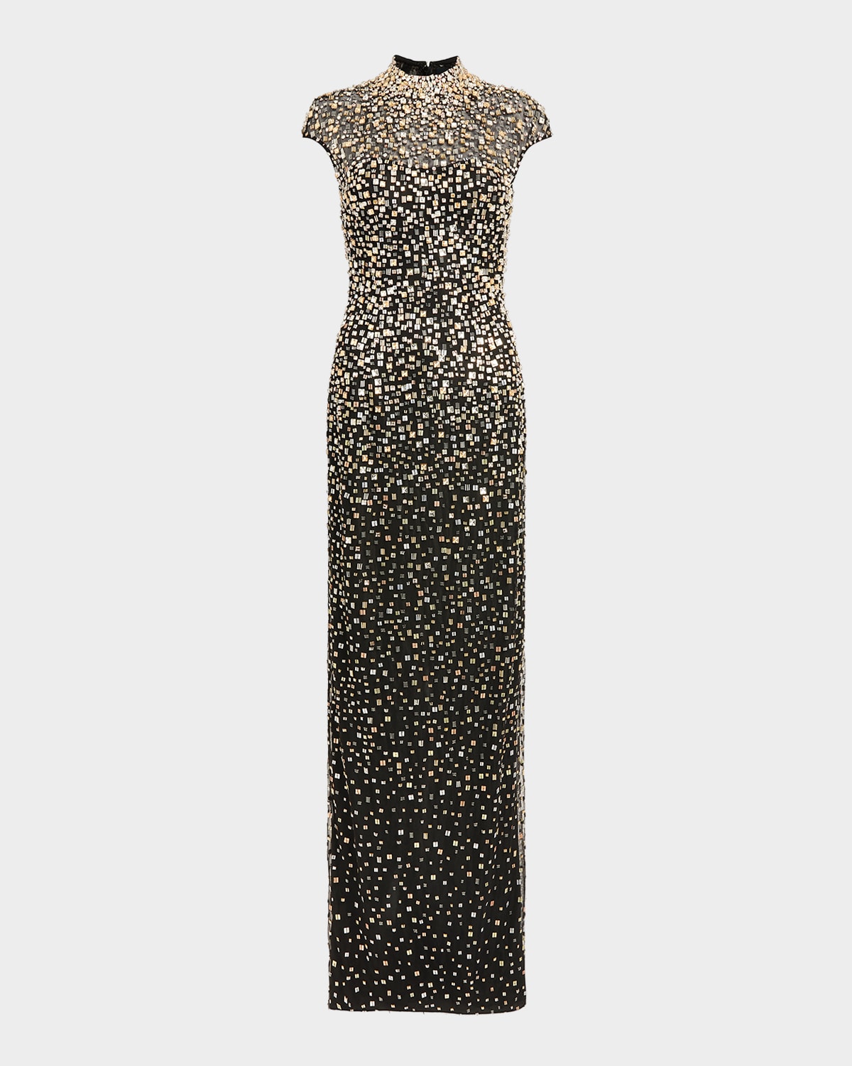 Jenny Packham Treasure Embellished Cap-Sleeve Column Gown