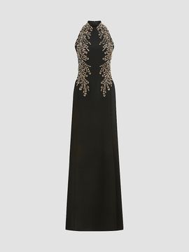 Jenny Packham Women's Elu Beaded Crêpe Halter Gown