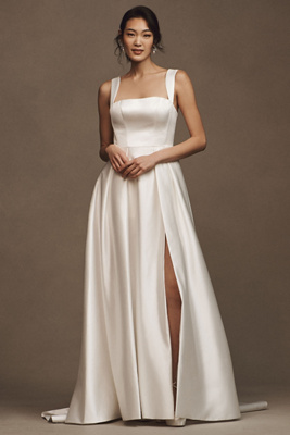 Jenny Yoo - Jenny by Clara Square-Neck Satin A-Line Wedding Gown