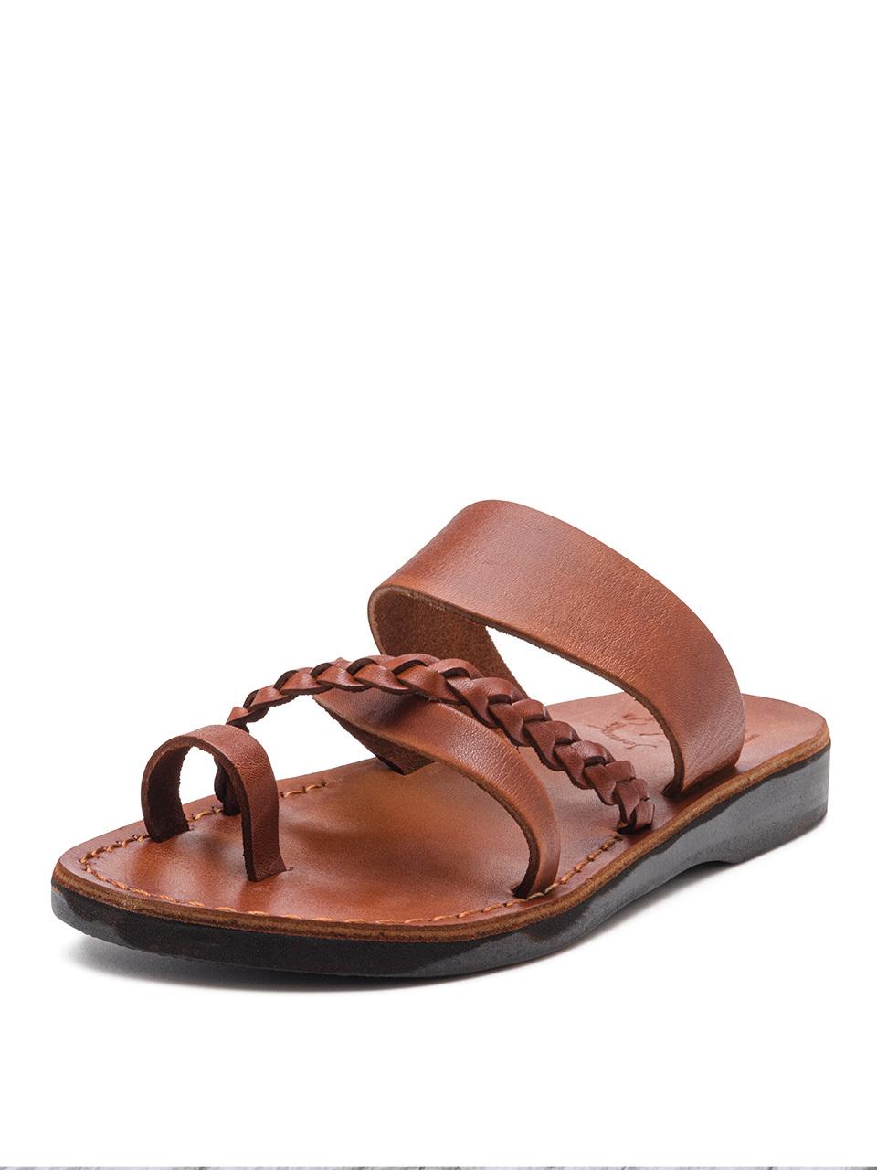 JERUSALEM SANDALS Braided Leather Handcrafted Sandals [Beige]