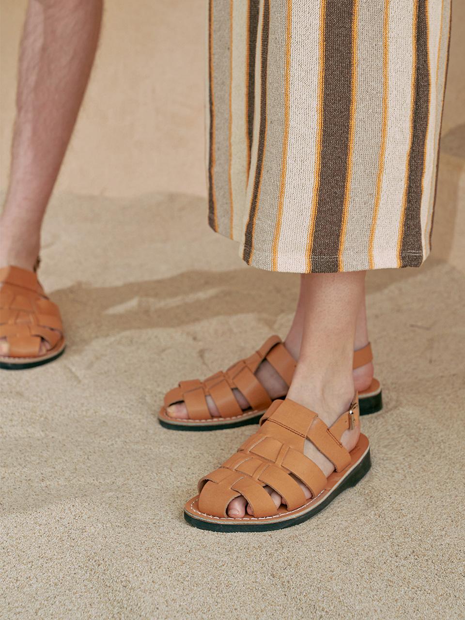 JERUSALEM SANDALS Fisherman Handcrafted Leather Sandal [Tan] (1041)