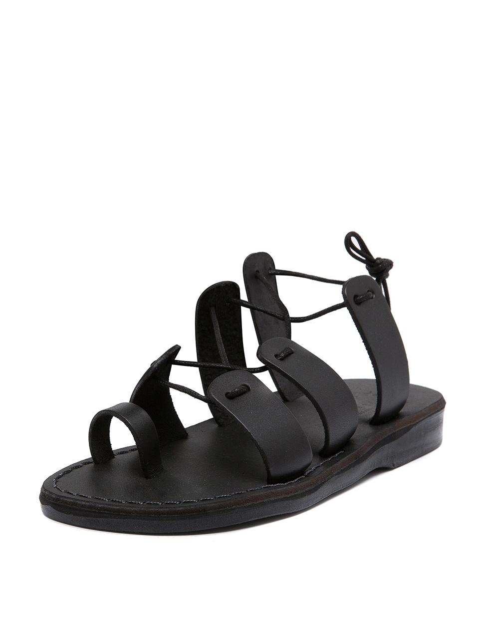 JERUSALEM SANDALS Handcrafted Leather Comfort Sandals [Black] (NO.520)