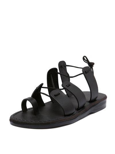 JERUSALEM SANDALS Handcrafted Leather Comfort Sandals [Black] (NO.520)