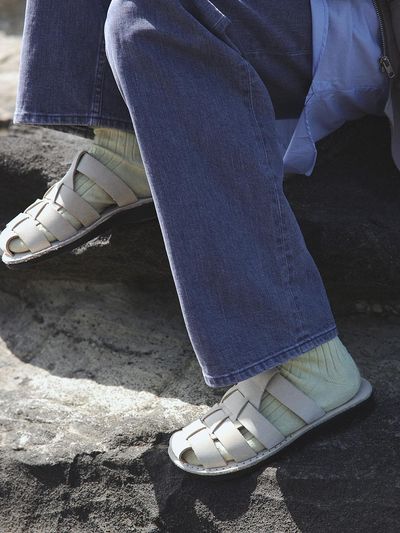 JERUSALEM SANDALS Handcrafted Nubuck Fisherman Slide [Beige] (1063NN)