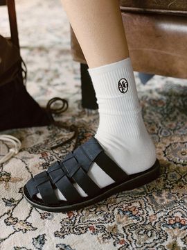 JERUSALEM SANDALS Handcrafted Nubuck Leather Slides [Black] (1063N)