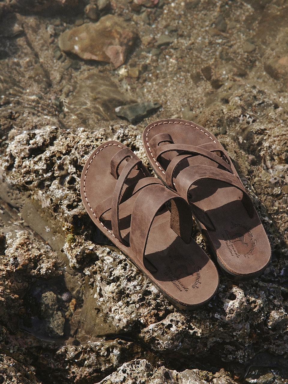 JERUSALEM SANDALS Handmade Nubuck Leather Sandals [Brown]