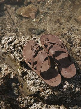 JERUSALEM SANDALS Handmade Nubuck Leather Sandals [Brown]