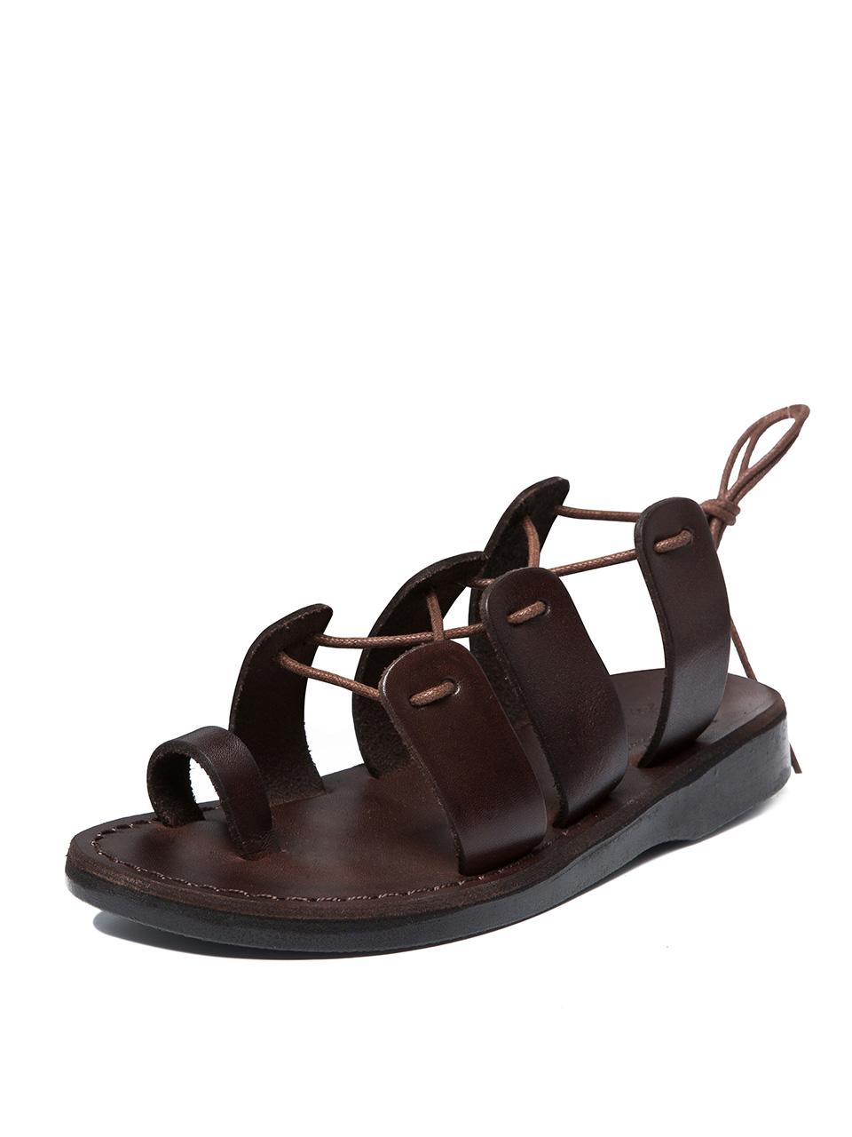 JERUSALEM SANDALS Leather Adjustable Handmade Sandals [Brown] (NO.520)