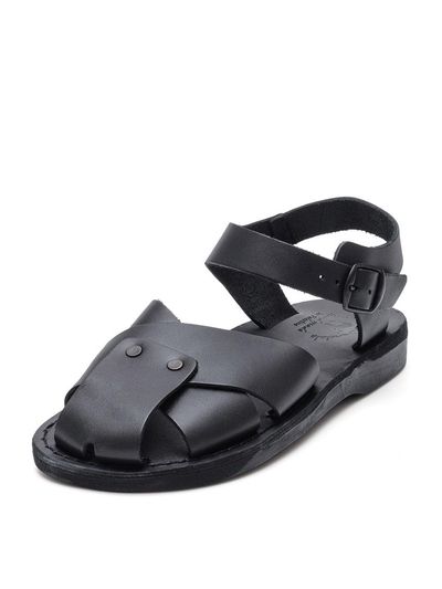 JERUSALEM SANDALS Leather Handcrafted Closed-toe Sandal [BLACK] (1079)