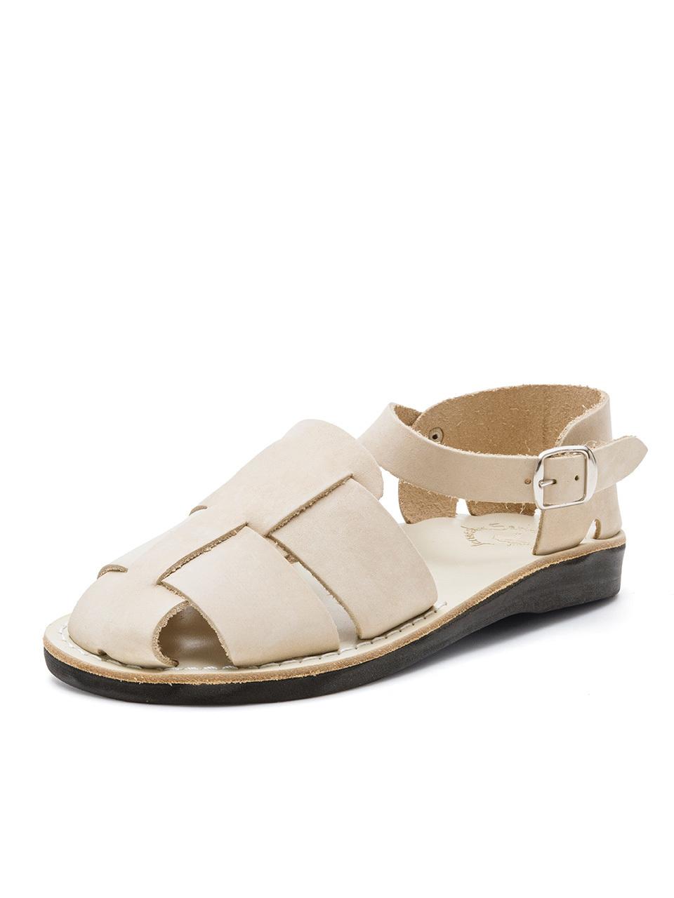 JERUSALEM SANDALS Nubuck Leather Fisherman Sandal [Beige] (1070N)