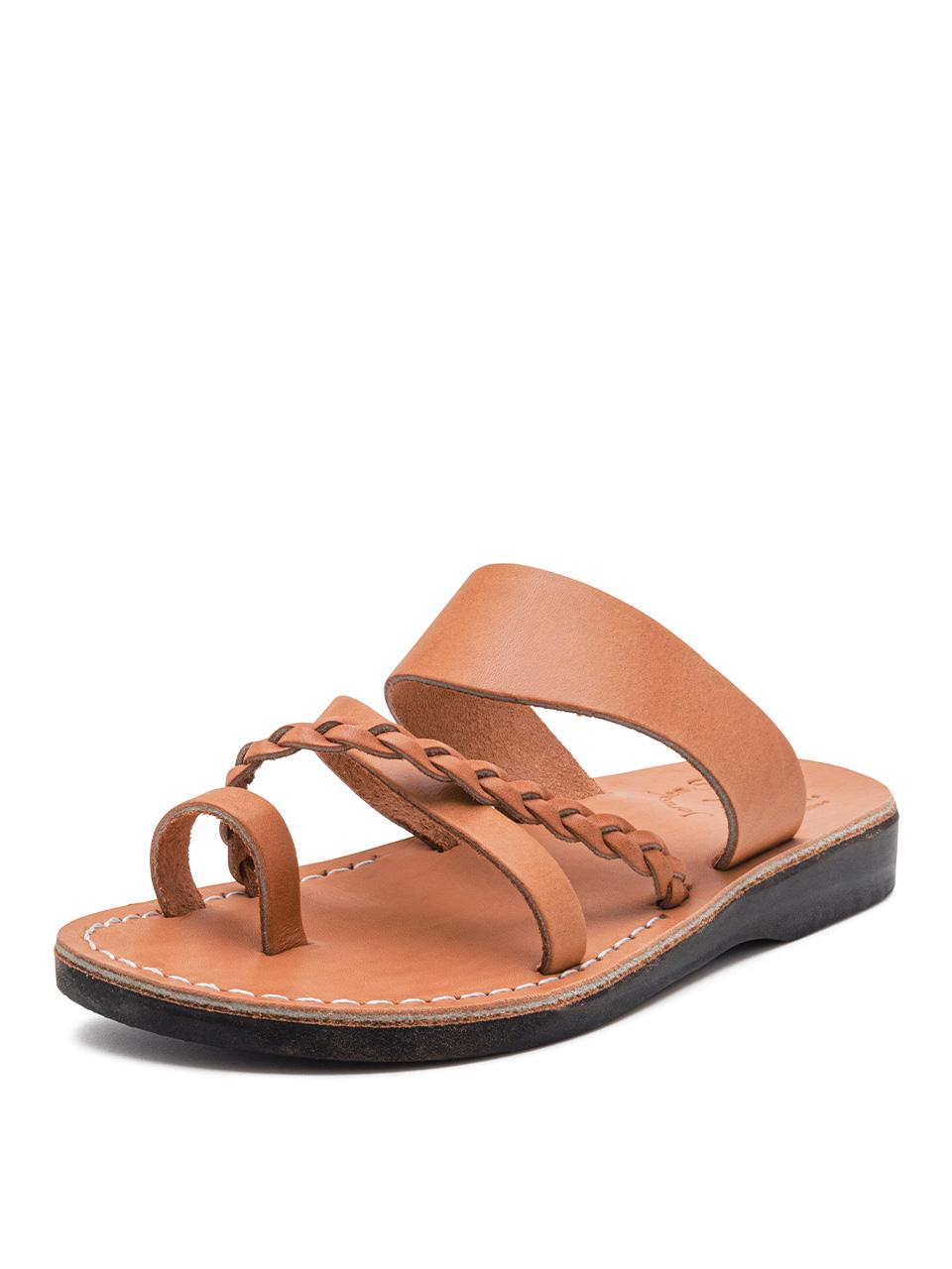 JERUSALEM SANDALS Toe Loop Braided Leather Sandal [Beige] (NO.1050)