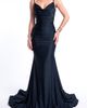 Jessica Angel Jessica Angel Ruched Cowl Neck Lace-Up Mermaid Evening Gown - 1