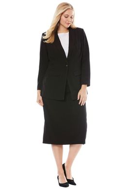 Jessica London Jessica London 2 Piece Stretch Crepe Single Breasted Skirt Suit