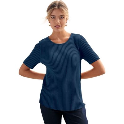 Jessica London Jessica London Button Ribbed Knit Pullover Sweater