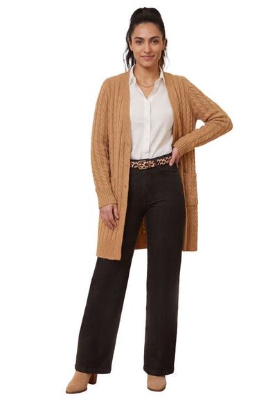 Jessica London Jessica London Cable Button Front Cardigan