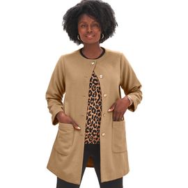 Jessica London Jessica London Collarless Button Front Coat