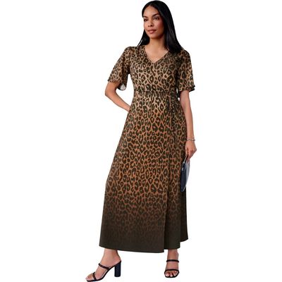 Jessica London Jessica London Flutter Sleeve Wrap Maxi Dress