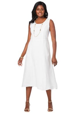 Jessica London Jessica London Linen Fit & Flare Dress