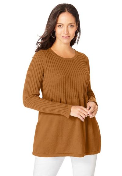 Jessica London Jessica London Ribbed Baby Doll Tunic Sweater