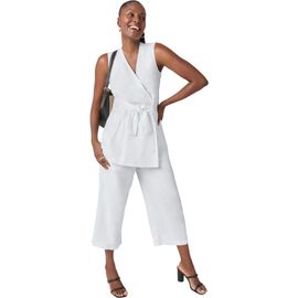 Jessica London Jessica London Sleeveless Faux Wrap Tie Waist Tunic